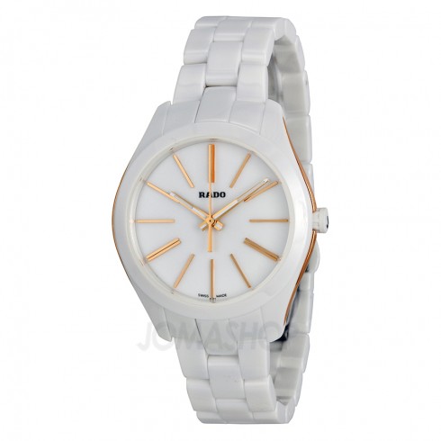 Rado HyperChrome White Dial Stainless Steel and Ceramic Case Ceramic Bracelet Ladies Watch R32323012 watches
