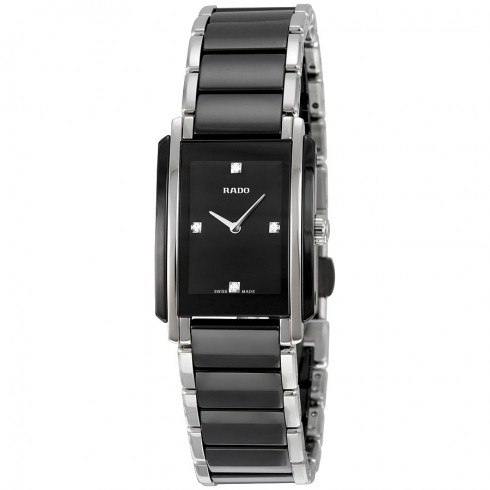 Rado Integral Quartz Black Dial Black Ceramic And Stainless Steel Ladies Watch R20613712 watches