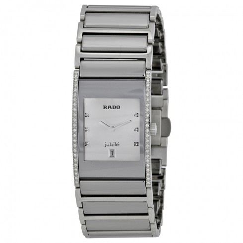 Rado Integral Silver Dial Diamond Platium-tone Ceramic Ladies Watch R20732712 watches
