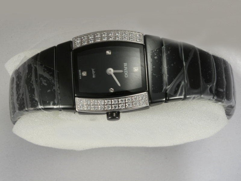 Rado Sintra 12925 Rectangle Black Ceramic Strap Black Dial Watch watches