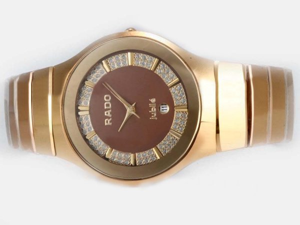 Rado Sintra 21947 Gold Tungsten Steel Strap Red Dial Round Watch watches