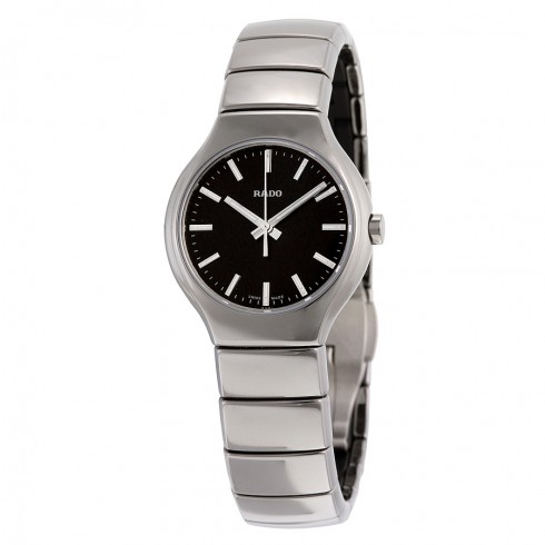 Rado True Black Dial Platinum-tone Ceramic Unisex Watch R27656162 watches