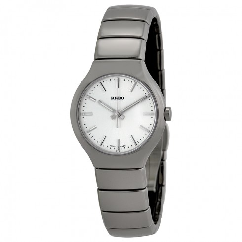 Rado True Silver Dial Platinum-Tone Ceramic Unisex Watch R27656122 watches