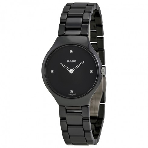 Rado True Thinline Black Dial Black Ceramic Ladies Watch R27742712 watches