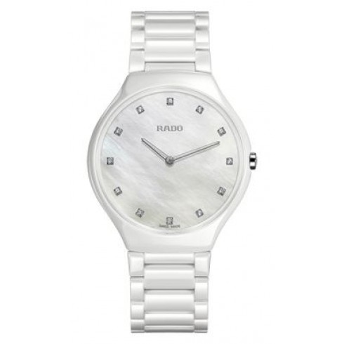 Rado True Thinline Mother of Pearl Dial White High-tech Ceramic Ladies Watch R27957912 watches