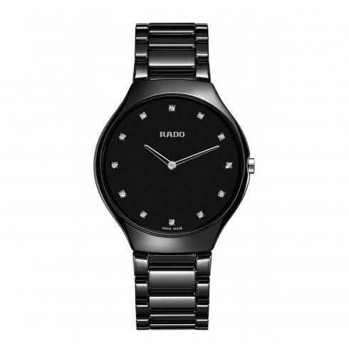 Rado True Thinline Quartz Black Dial Black High-tech Ceramic Ladies Watch R27741732 watches