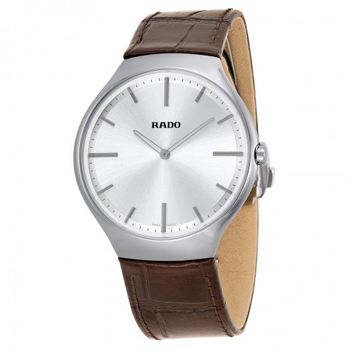 Rado True Thinline Silver Dial Brown Leather Men's Watch R27955105 watches