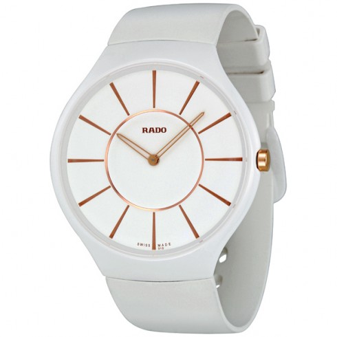 Rado True Thinline White Dial Rubber Strap Unisex Watch R27957109 watches