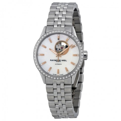 Raymond Weil Freelancer Mother of Pearl Dial Stainless Steel Diamond Ladies Watch 2410-STS-97981 watches