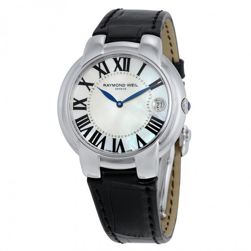 Raymond Weil Jasmine Mother of Pearl Dial Black Leather Ladies Watch 5235-STC-00970 watches
