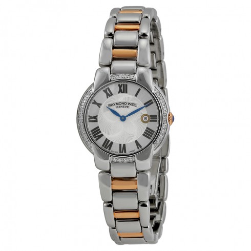 Raymond Weil Jasmine Silver Dial Steel and Rose Gold PVD Diamond Ladies Watch 5229-S5S-01659 watches