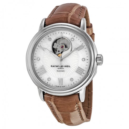 Raymond Weil Maestro Mother Of Pearl Dial Beige Leather Ladies Watch 2827-L4-00966 watches