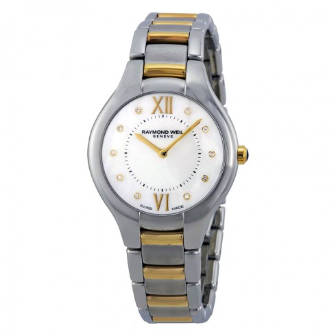Raymond Weil Noemia Mother of Pearl Diamond Dial Two Tone Stainless Steel Ladies Watch 5132-STP-00985 watches