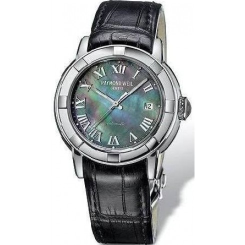 Raymond Weil Parsifal Black Mother of Pearl Dial Black Leather Men's Watch 2841-STC-00279 watches