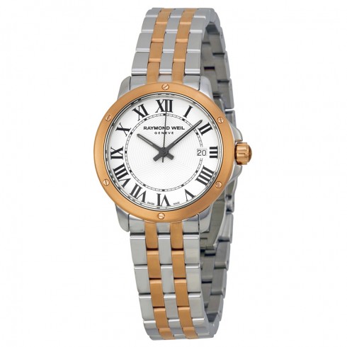 Raymond Weil Tango White Dial Steel and Rose Gold PVD Ladies Watch 5391-SP5-00300 watches