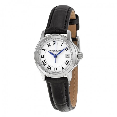 Raymond Weil Tradition White Dial Black Leather Ladies Watch 5378-STC-00300 watches