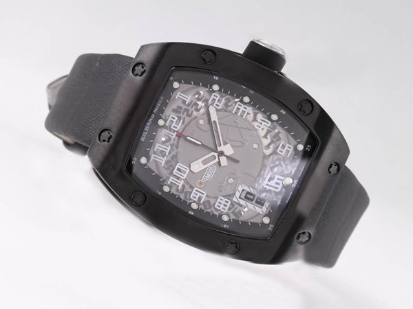 Richard Mille RM2009 RM005 Mens 39x48mm Black Cow Leather Strap Watch watches