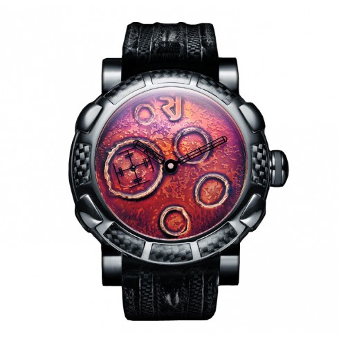 Romain Jerome Moon Dust Black Mood Ochre Dial Black Crocodile Leather Men's Watch MOFBBBBB00 watches