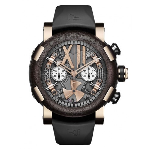 Romain Jerome Steampunk Red Chrono Dark Grey Dial Black Rubber Men's Watch RJTCHSP00301 watches