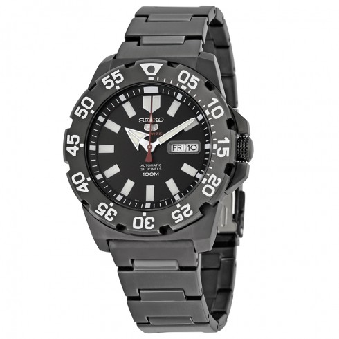 Seiko 5 Automatic Black Dial Black Ion-plated Men's Watch SRP489K1 watches