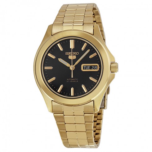 Seiko 5 Automatic Black Dial Gold-tone Men's Watch SNKL02 watches