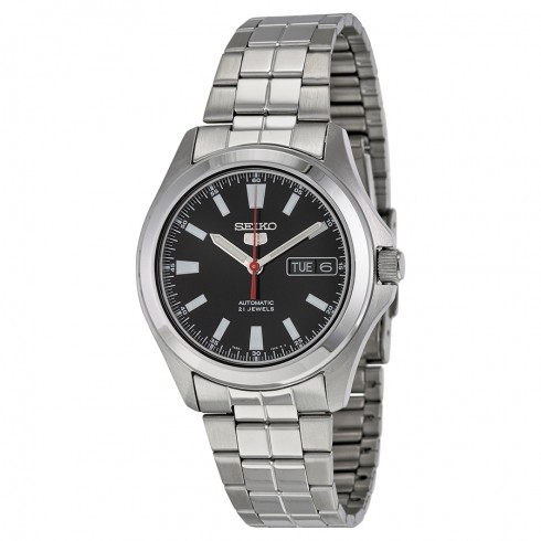 Seiko 5 Automatic Black Dial Stainless Steel Men's Watch SNKL09 watches