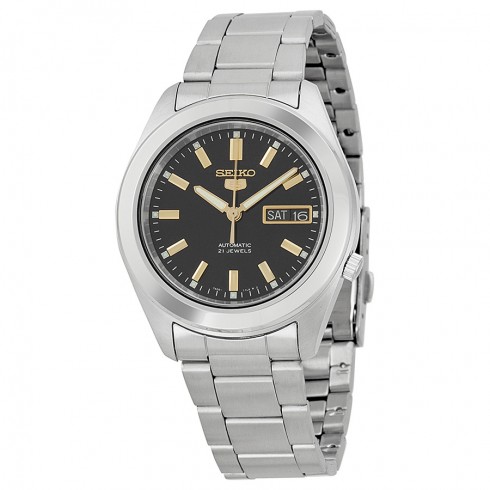 Seiko 5 Automatic Black Dial Stainless Steel Men's Watch SNKM67 watches
