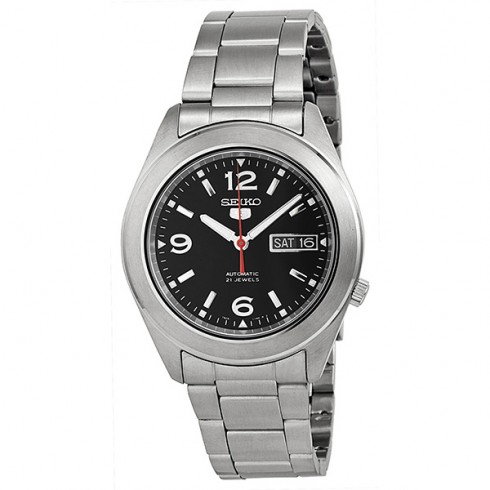 Seiko 5 Automatic Black Dial Stainless Steel Men's Watch SNKM77 watches