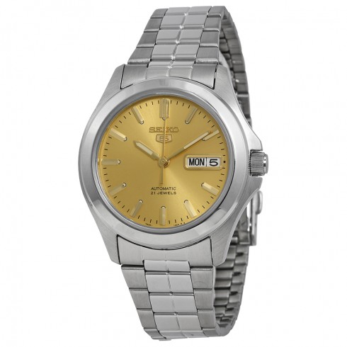 Seiko 5 Automatic Champagne Dial Link Bracelet Men's Watch SNKK91 watches