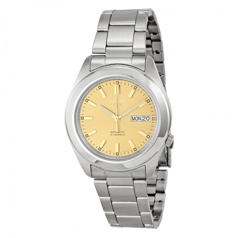 Seiko 5 Automatic Champagne Dial Stainless Steel Men's Watch SNKM63 watches