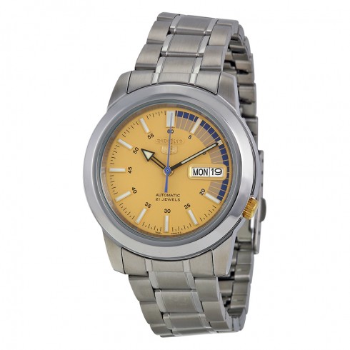 Seiko 5 Automatic Gold Dial Stainless Steel Men's Watch SNKK29 watches