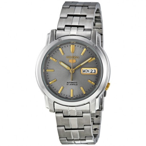 Seiko 5 Automatic Grey Dial Link Bracelet Men's Watch SNKK67 watches