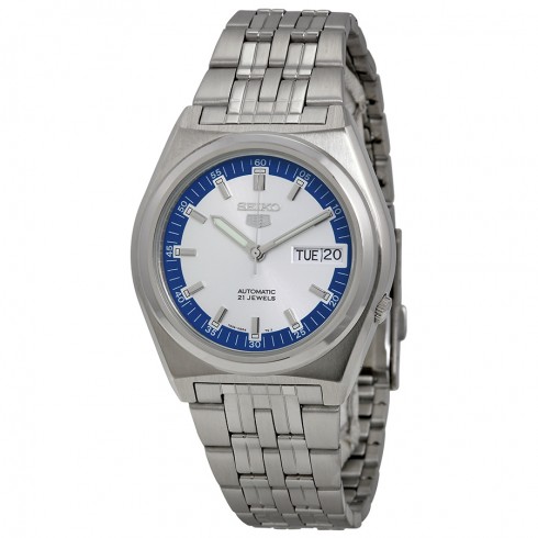 Seiko 5 Automatic Silver and Blue Dial Stainless Steel Men's Watch SNK645 watches