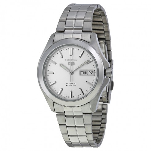 Seiko 5 Automatic Silver Dial Link Bracelet Men's Watch SNKK87 watches