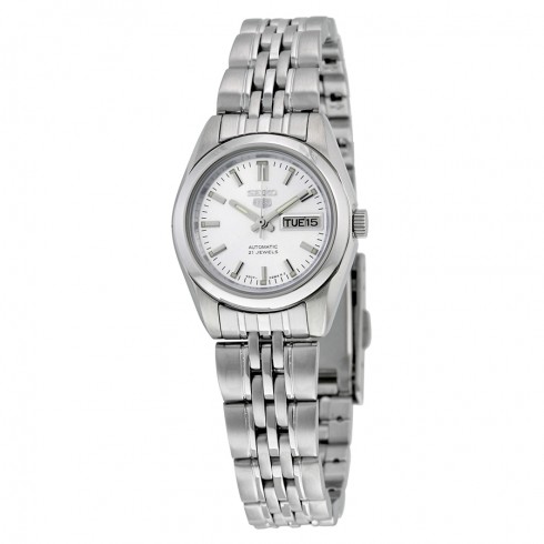 Seiko 5 Automatic Silver Dial Stainless Steel Ladies Watch SYMA27 watches