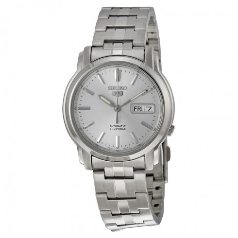 Seiko 5 Automatic Silver Dial Stainless Steel Men's Watch SNKK65 watches