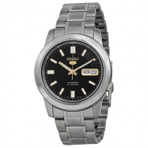 Seiko 5 Automatic Stainless Steel Black Dial Men's Watch SNKK17 watches