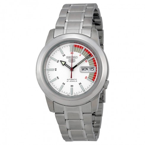 Seiko 5 Automatic Stainless Steel White Dial Men's Watch SNKK25 watches