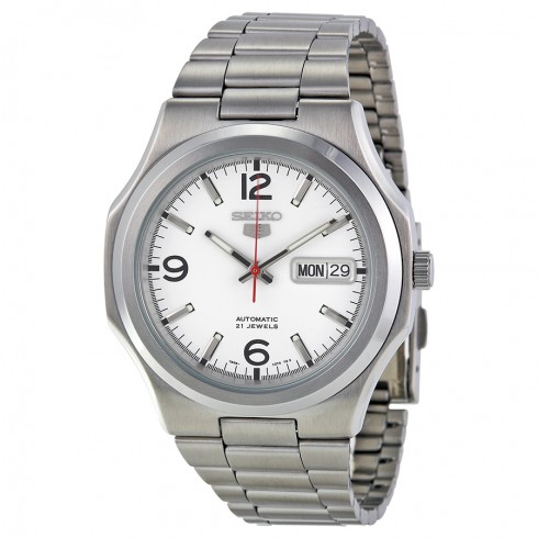 Seiko 5 Automatic White Dial Stainless Steel Men's Watch SNKK55 watches
