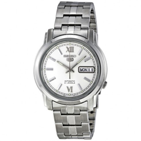 Seiko 5 Automatic White Dial Stainless Steel Men's Watch SNKK77 watches