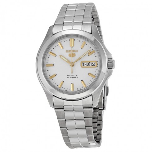 Seiko 5 Automatic White Dial Stainless Steel Men's Watch SNKK89 watches