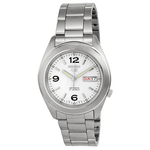 Seiko 5 Automatic White Dial Stainless Stell Men's Watch SNKM73 watches