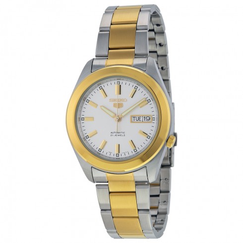 Seiko 5 Automatic White Dial Two-tone Men's Watch SNKM70 watches