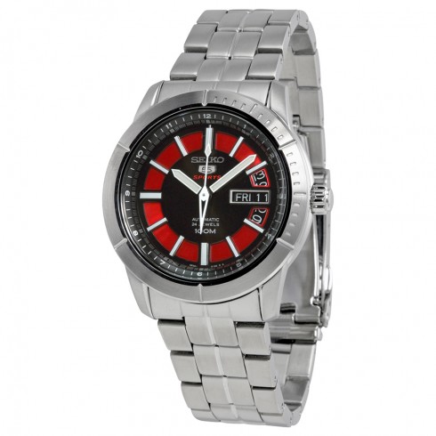 Seiko 5 Black And Red Dial Stainless Steel Men's Watch SRP339 watches