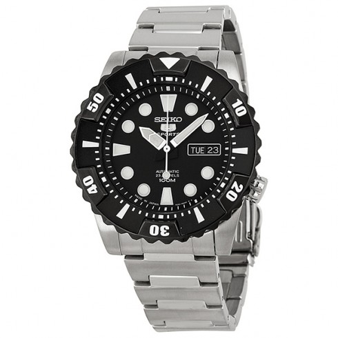 Seiko 5 Black Dial Automatic Stainless Steel Men's Watch SNZJ19J1 watches