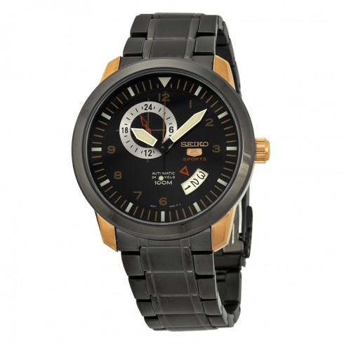 Seiko 5 Automatic Black Dial Black IP Stainless Steel Men's Watch SSA212 watches