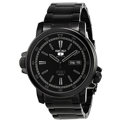 Seiko 5 Black Dial Black PVD Stainless Steel Men's Watch SNZJ67 watches