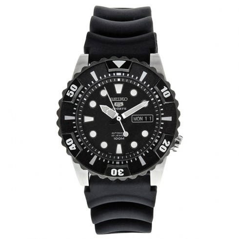 Seiko 5 Black Dial Black Rubber Automatic Men's Watch SNZJ19K2 watches