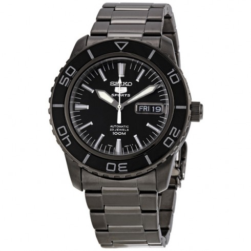 Seiko 5 Black Dial Black Stainless Steel Automatic Men's Watch SNZH59 watches