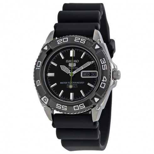 Seiko 5 Black Dial Rubber Strap Automatic Men's Watch SNZB23J2 watches